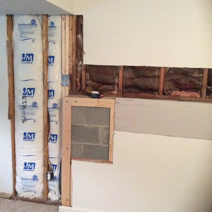 Wall insulation replacement during Basement Flood Cleanup in Stroud
